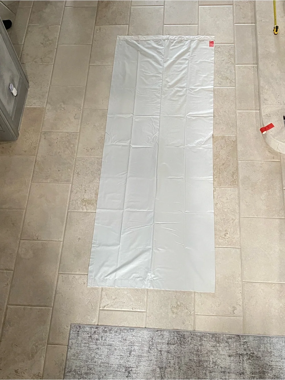 Blackout curtain panel 21 inches wide by 118 inches long, ecru color